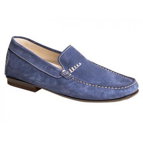 Bacco Bucci "Otto" Blue Genuine English Suede Moccasin Loafer Shoes